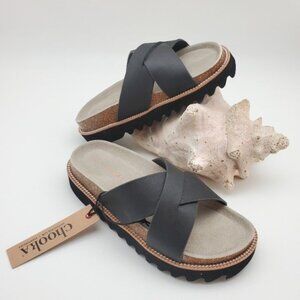 Leather & Cork Slide Sandal Size 6